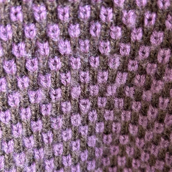 Vintage 90s Jason Maxwell Purple Brown Popcorn Knit Striped Sleeves Sweater - Picture 6 of 6